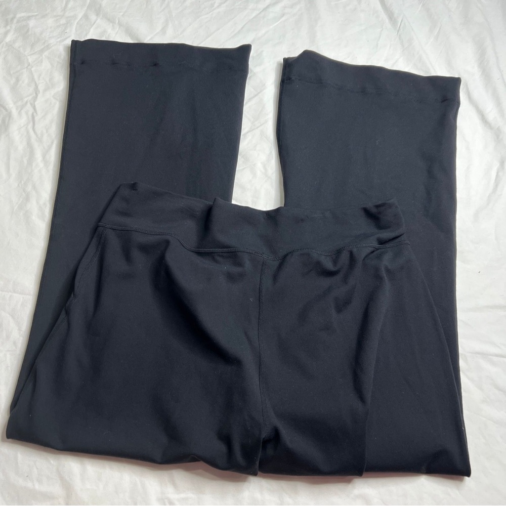 Lululemon Crop Leggings CA 35801 Yoga Wide Leg Black Pants Sz 8 Reg G1 A031023